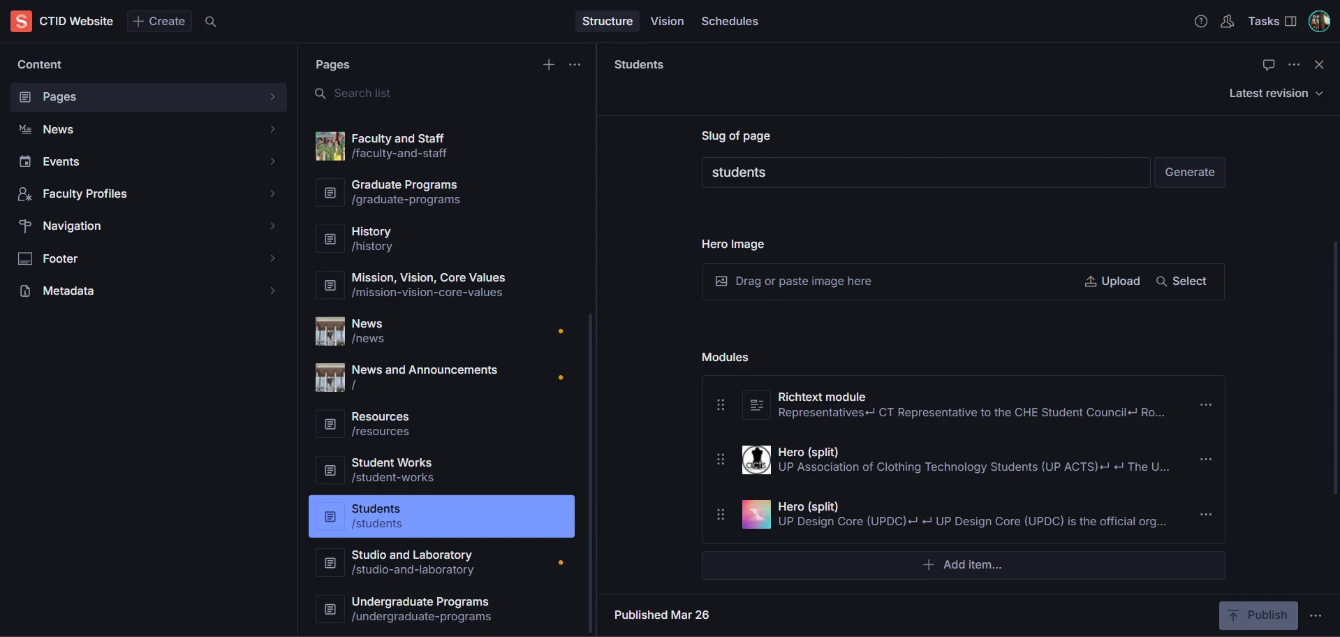 Sanity Studio UI